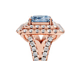 Rose gold Double Halo Fancy Blue Asscher  Cut Pave Split Shank Prong Set Ring_20