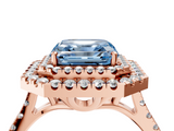 Rose gold Double Halo Fancy Blue Asscher  Diamond Pave Band with Four-Prong Setting_4