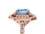 Rose gold Double Halo Fancy Blue Asscher  Diamond Pave Band with Four-Prong Setting_5