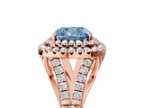 Rose gold Double Halo Fancy Blue Cushion -Shaped Split Shank Diamond Ring with Prong Setting_20