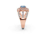 Rose gold Double Halo Fancy Blue Cushion Cut Diamond Split Shank Pave Set Ring_5