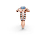 Rose gold Double Halo Fancy Blue Cushion Cut Diamond Split Shank Prong Setting Ring_2