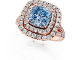 Rose gold Double Halo Fancy Blue Cushion  Cut Pave Split Shank Prong Set Ring_16