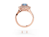 Rose gold Double Halo Fancy Blue Cushion  Cut Pave Split Shank Prong Set Ring_18