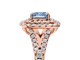 Rose gold Double Halo Fancy Blue Cushion  Cut Pave Split Shank Prong Set Ring_20