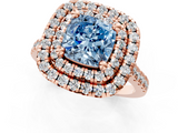 Rose gold Double Halo Fancy Blue Cushion  Diamond Pave Band with Four-Prong Setting_44