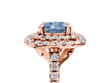 Rose gold Double Halo Fancy Blue Cushion  Diamond Pave Band with Four-Prong Setting_48