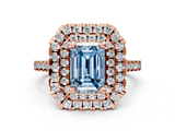 Rose gold Double Halo Fancy Blue Emerald  Diamond Pave Band with Four-Prong Setting_48