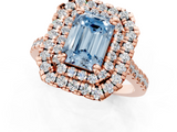 Rose gold Double Halo Fancy Blue Emerald  Diamond Pave Band with Four-Prong Setting_49