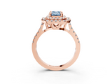 Rose gold Double Halo Fancy Blue Emerald  Diamond Pave Band with Four-Prong Setting_51