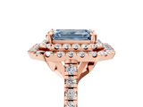 Rose gold Double Halo Fancy Blue Emerald  Diamond Pave Band with Four-Prong Setting_53