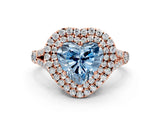 Rose gold Double Halo Fancy Blue Heart -Shaped Split Shank Diamond Ring with Prong Setting_15