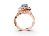 Rose gold Double Halo Fancy Blue Heart Cut Diamond Split Shank Pave Set Ring_6