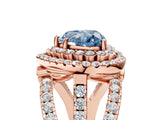 Rose gold Double Halo Fancy Blue Heart Cut Diamond Split Shank Pave Set Ring_8