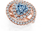 Rose gold Double Halo Fancy Blue Heart Cut Diamond Split Shank Prong Setting Ring_1