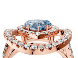 Rose gold Double Halo Fancy Blue Heart Cut Diamond Split Shank Prong Setting Ring_4