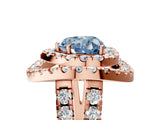 Rose gold Double Halo Fancy Blue Heart Cut Diamond Split Shank Prong Setting Ring_5