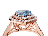 Rose gold Double Halo Fancy Blue Heart  Cut Diamond Split Shank Ring with Four Prong Setting_23