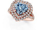 Rose gold Double Halo Fancy Blue Heart  Cut Pave Split Shank Prong Set Ring_16