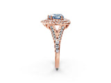 Rose gold Double Halo Fancy Blue Heart  Cut Pave Split Shank Prong Set Ring_17