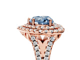 Rose gold Double Halo Fancy Blue Heart  Cut Pave Split Shank Prong Set Ring_20