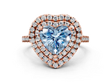 Rose gold Double Halo Fancy Blue Heart  Diamond Pave Band with Four-Prong Setting_42