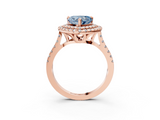Rose gold Double Halo Fancy Blue Heart  Diamond Pave Band with Four-Prong Setting_45