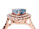 Rose gold Double Halo Fancy Blue Heart  Diamond Pave Band with Four-Prong Setting_46