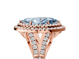 Rose gold Double Halo Fancy Blue Marquise -Shaped Split Shank Diamond Ring with Prong Setting_20