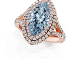 Rose gold Double Halo Fancy Blue Marquise Cut Diamond Split Shank Engagement Ring with Four-Prong Setting_4