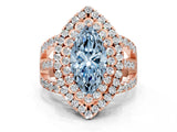 Rose gold Double Halo Fancy Blue Marquise Cut Diamond Split Shank Pave Set Ring_3