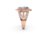 Rose gold Double Halo Fancy Blue Marquise Cut Diamond Split Shank Pave Set Ring_5