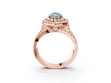 Rose gold Double Halo Fancy Blue Marquise Cut Diamond Split Shank Pave Set Ring_6