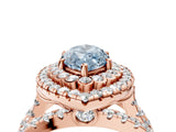 Rose gold Double Halo Fancy Blue Marquise Cut Diamond Split Shank Pave Set Ring_7