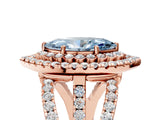 Rose gold Double Halo Fancy Blue Marquise Cut Diamond Split Shank Pave Set Ring_8