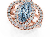 Rose gold Double Halo Fancy Blue Marquise Cut Diamond Split Shank Prong Setting Ring_1