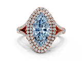 Rose gold Double Halo Fancy Blue Marquise  Cut Diamond Split Shank Ring with Four Prong Setting_20