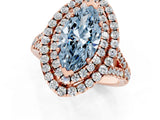 Rose gold Double Halo Fancy Blue Marquise  Cut Pave Split Shank Prong Set Ring_16