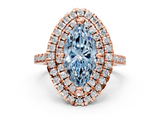 Rose gold Double Halo Fancy Blue Marquise  Diamond Pave Band with Four-Prong Setting_40