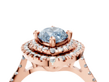 Rose gold Double Halo Fancy Blue Marquise  Diamond Pave Band with Four-Prong Setting_44