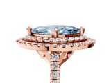 Rose gold Double Halo Fancy Blue Marquise  Diamond Pave Band with Four-Prong Setting_45
