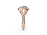 Rose gold Double Halo Fancy Blue Oval -Shaped Split Shank Diamond Ring with Prong Setting_17