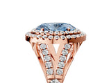 Rose gold Double Halo Fancy Blue Oval -Shaped Split Shank Diamond Ring with Prong Setting_20
