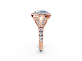 Rose gold Double Halo Fancy Blue Oval Cut Diamond Split Shank Engagement Ring with Four-Prong Setting_5
