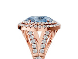 Rose gold Double Halo Fancy Blue Oval Cut Diamond Split Shank Engagement Ring with Four-Prong Setting_8