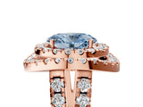 Rose gold Double Halo Fancy Blue Oval Cut Diamond Split Shank Prong Setting Ring_5