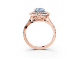 Rose gold Double Halo Fancy Blue Oval  Cut Pave Split Shank Prong Set Ring_18