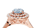 Rose gold Double Halo Fancy Blue Oval  Cut Pave Split Shank Prong Set Ring_19