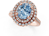 Rose gold Double Halo Fancy Blue Oval  Diamond Pave Band with Four-Prong Setting_44