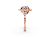 Rose gold Double Halo Fancy Blue Oval  Diamond Pave Band with Four-Prong Setting_45